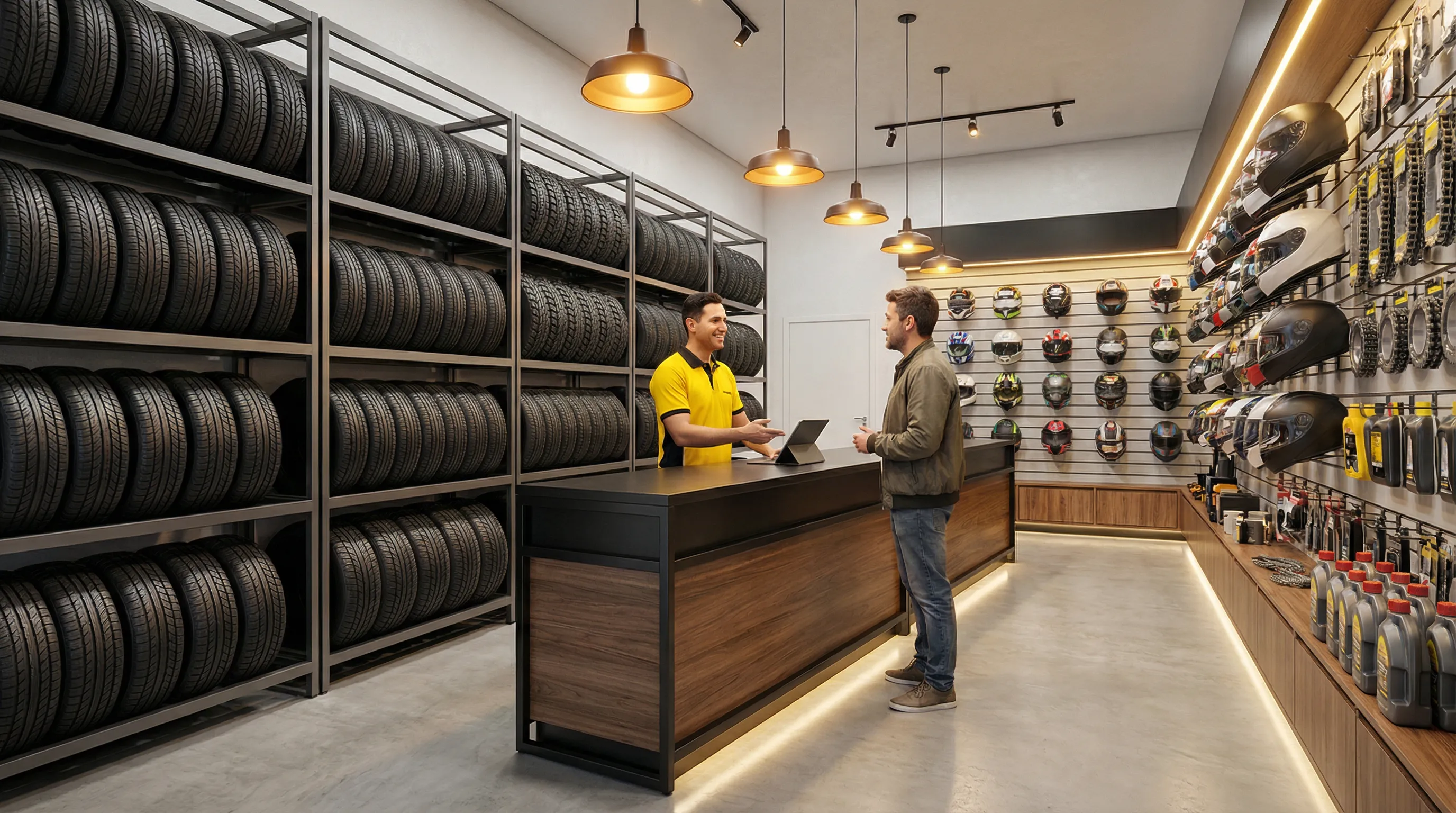 Interior da loja Loja do Borracheiro — atendimento e produtos